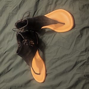 Torrid Black Real Suede Sandals 11 W